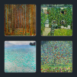 Gustav Klimt - Nature/Landscape Selection Coaster Set<br><div class="desc">Gustav Klimt - Nature/Landscape Masterpieces Selection:
 - Fir Forest / Tannenwald Pine Forest,  1902
 - Apple Tree I,  1907
 - Attersee,  1910
 - The House of Guardaboschi / House in Weissenbach of Attersee Lake,  1912</div>