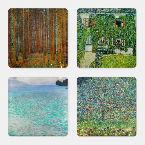 Gustav Klimt _ NatureLandscape Selection Coaster Set