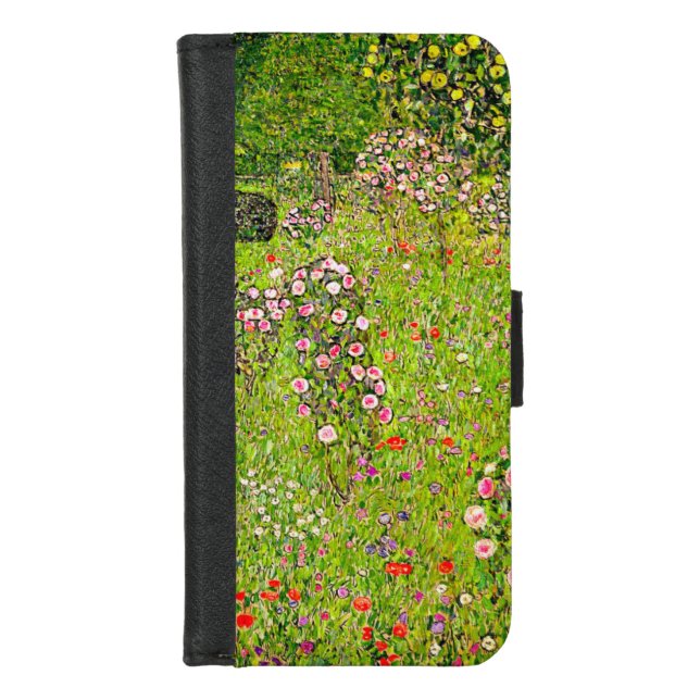 Gustav Klimt Orchard with Roses iPhone Wallet Case (Front)