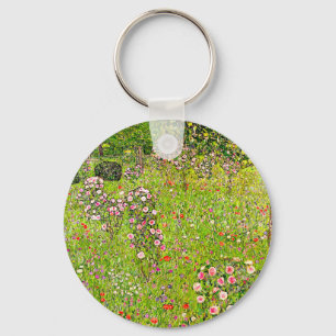 Gustav Klimt Orchard with Roses Keychain