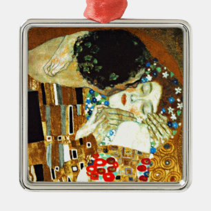Gustav Klimt painting, The Kiss, Metal Ornament