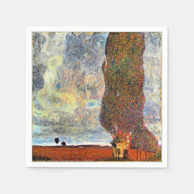 Gustav Klimt painting, The Large Poplar Tree II Napkins (Front)