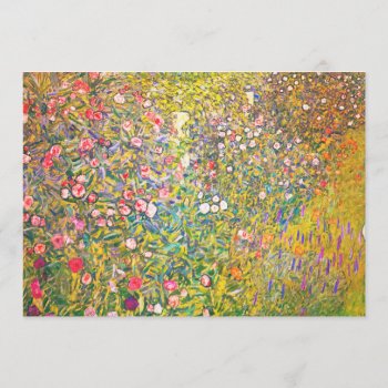 Gustav Klimt Pink Flowers Invitations by VintageSpot at Zazzle