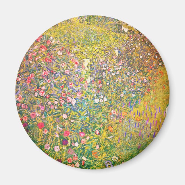 Gustav Klimt Pink Flowers Magnet (Front)