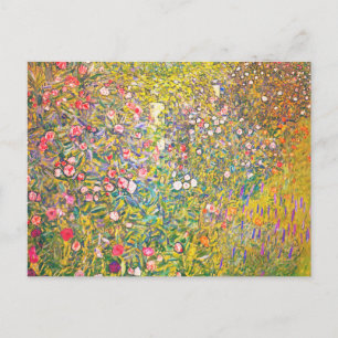 Gustav Klimt Pink Flowers Postcard