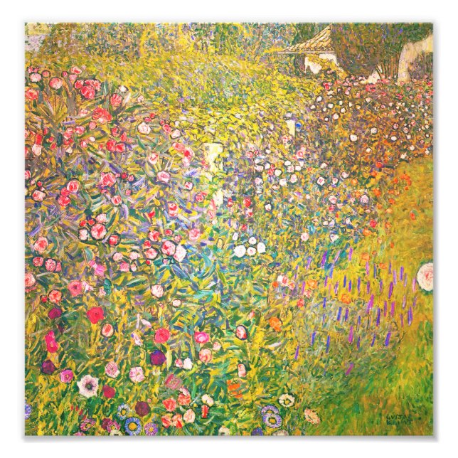 Gustav Klimt Pink Flowers Print (Front)