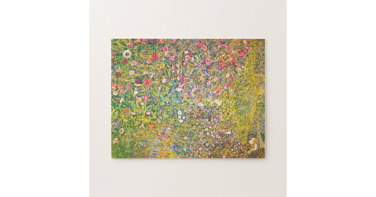 Gustav Klimt Pink Flowers Puzzle | Zazzle