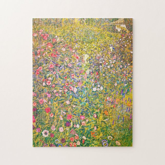 Gustav Klimt Pink Flowers Puzzle (Vertical)