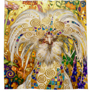 Gustav Klimt Polish Chicken in Flower Garden Shower Curtain