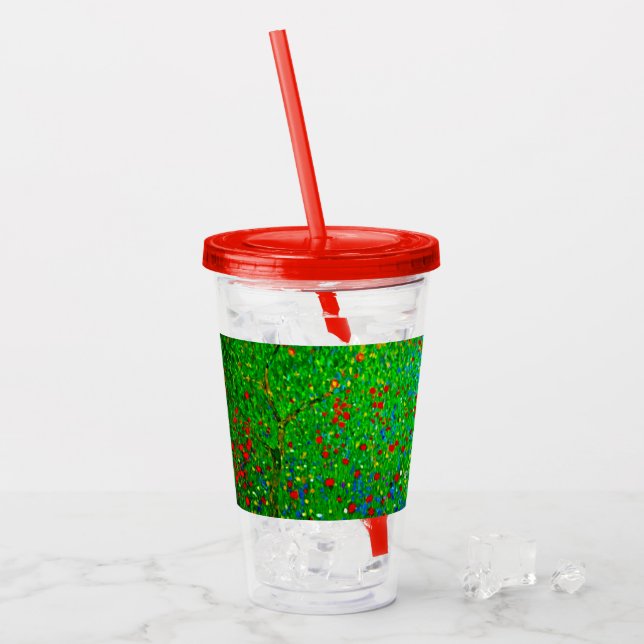 Gustav Klimt Poppy Field Acrylic Tumbler (Front Ice)