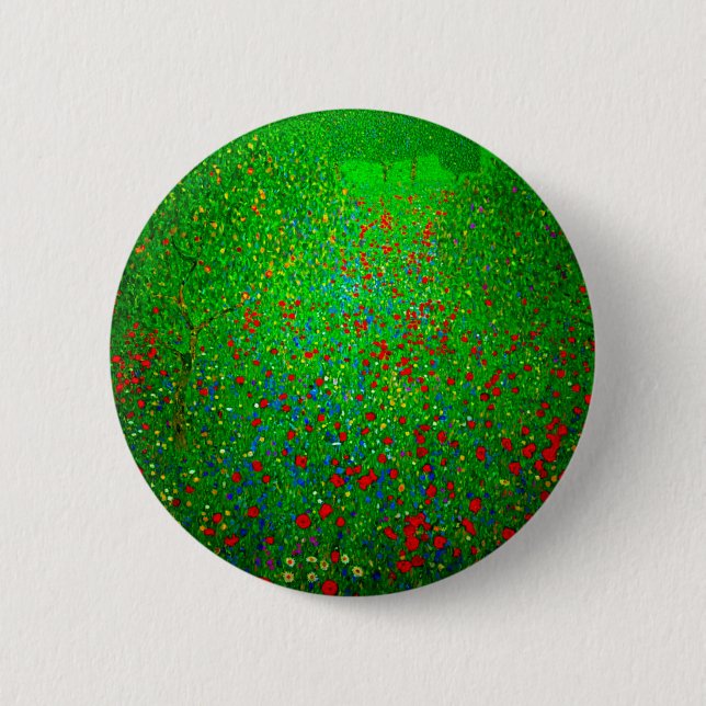 Gustav Klimt Poppy Field Button (Front)