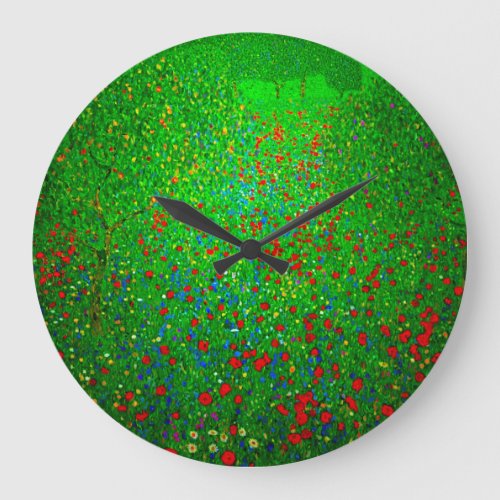 Gustav Klimt Poppy Field Large Clock