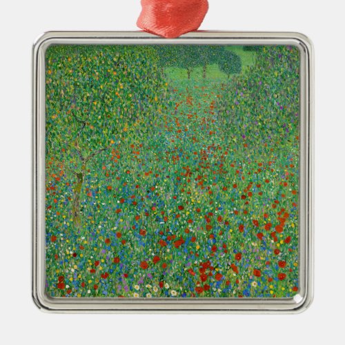 Gustav Klimt _ Poppy Field Metal Ornament