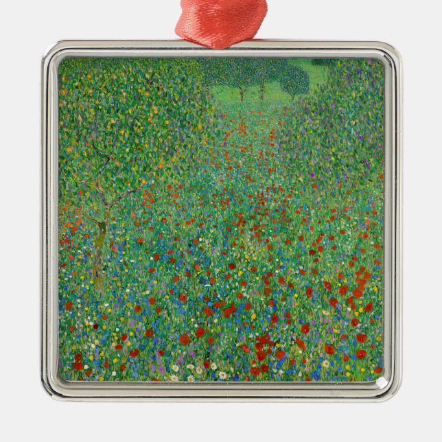 Gustav Klimt - Poppy Field Metal Ornament (Front)