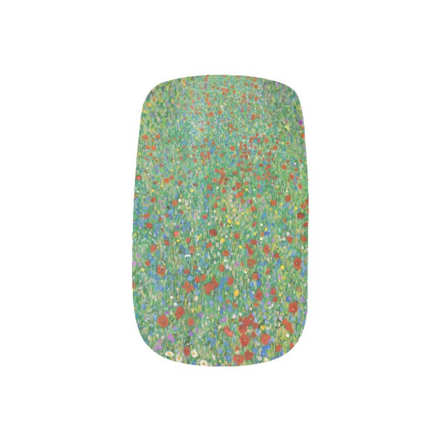 Gustav Klimt - Poppy Field Minx Nail Art (Left Thumb)