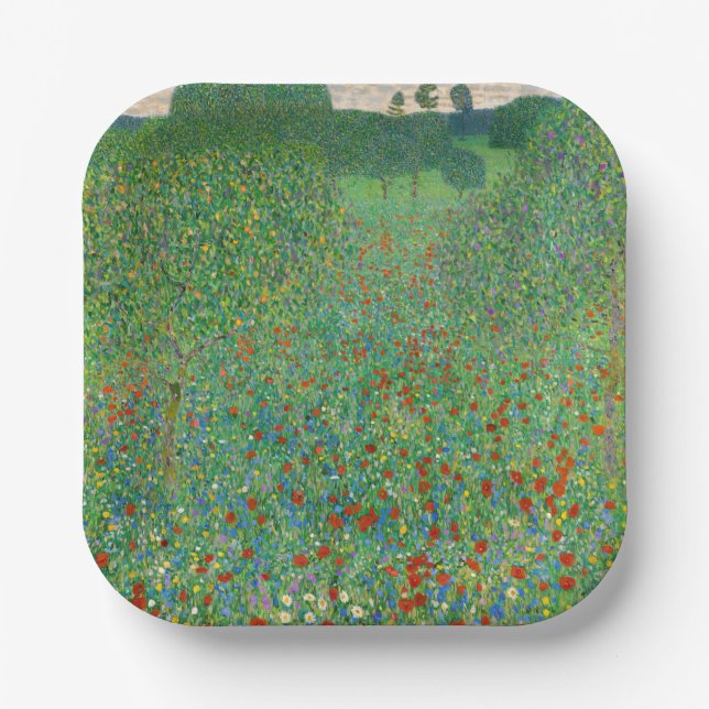 Gustav Klimt - Poppy Field Paper Plates (Front)