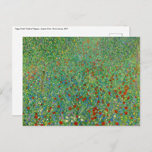 Gustav Klimt _ Poppy Field Postcard