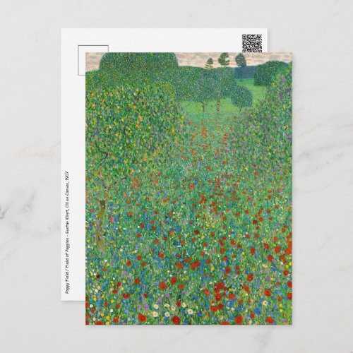 Gustav Klimt _ Poppy Field Postcard