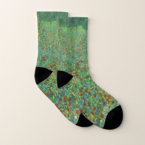 Gustav Klimt _ Poppy Field Socks