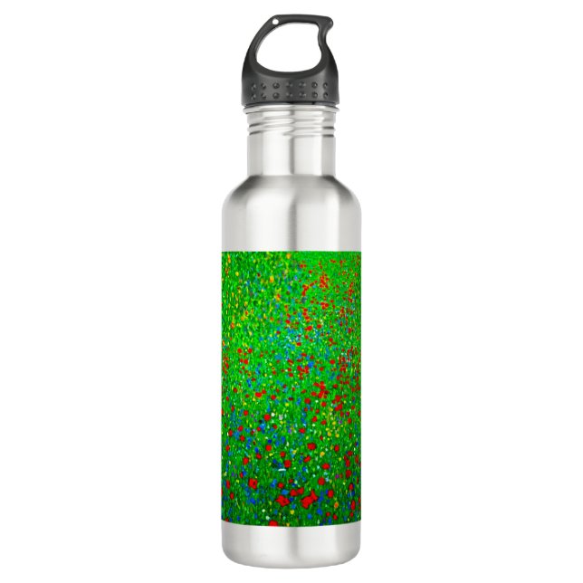 Gustav Klimt Poppy Field Stainless Steel Water Bottle (Front)