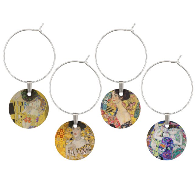 Gustav Klimt - Portrait Masterpieces Selection Wine Charm (Staggered)
