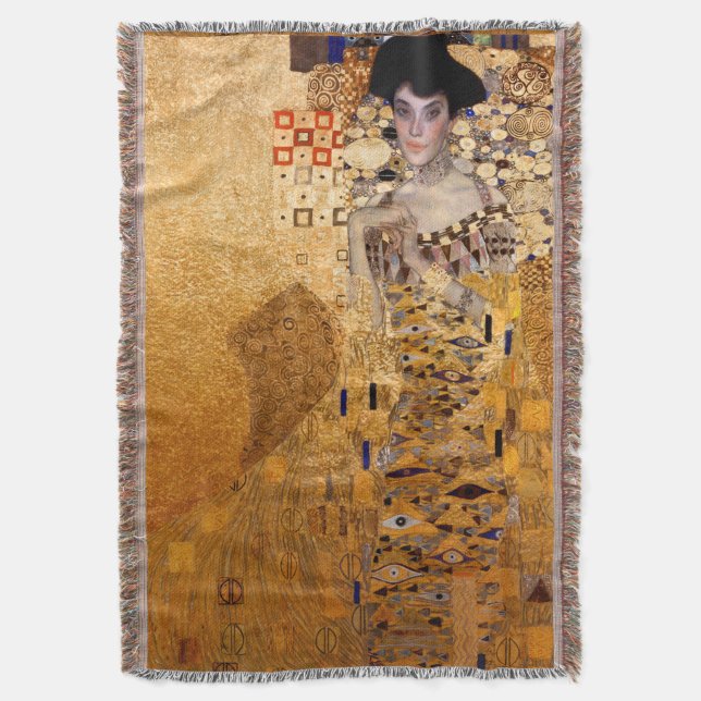 Gustav Klimt portrait of Adel Bloch Bauer 1907 Throw Blanket (Front Vertical)