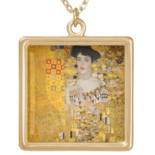 Gustav Klimt - Portrait of Adele Bloch-Bauer I Gold Plated Necklace (Front)