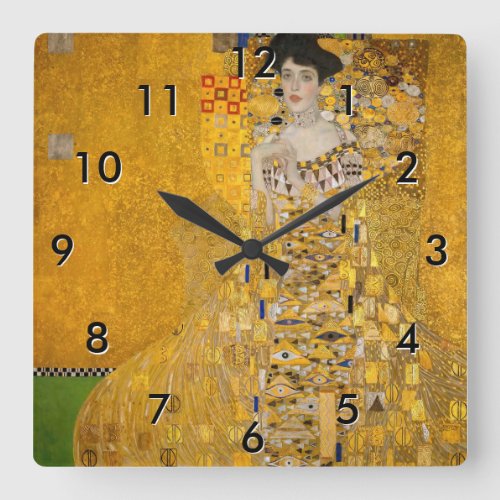 Gustav Klimt _ Portrait of Adele Bloch_Bauer I Square Wall Clock