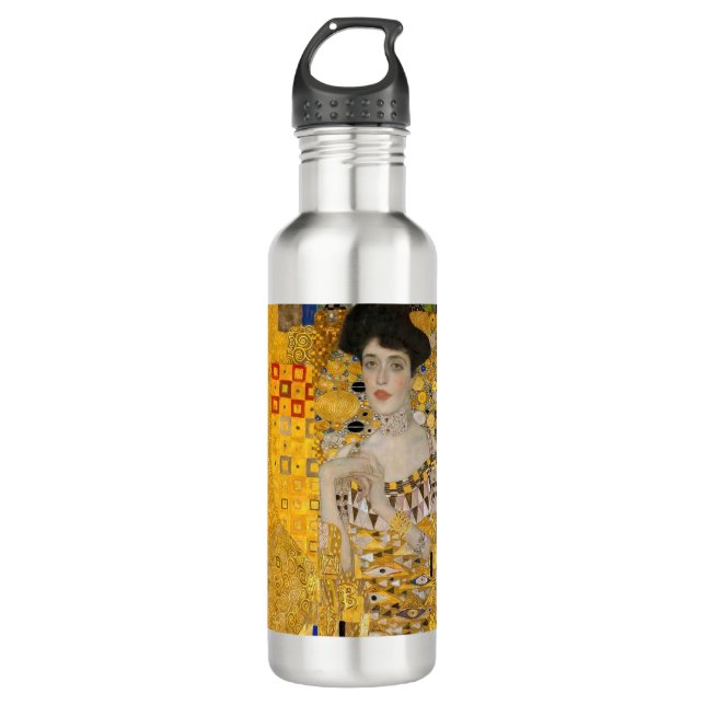 Gustav Klimt - Portrait of Adele Bloch-Bauer I Stainless Steel Water Bottle (Front)