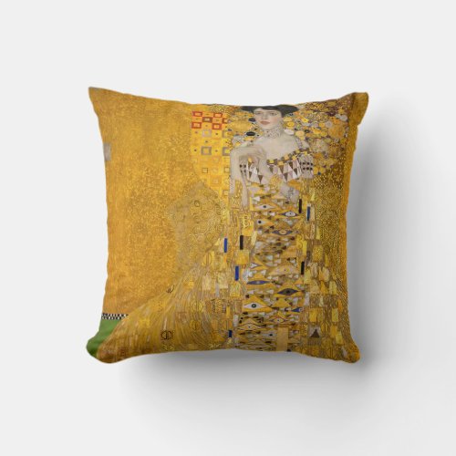 Gustav Klimt _ Portrait of Adele Bloch_Bauer I Throw Pillow