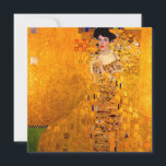 Gustav Klimt Portrait of Adele Bloch Bauer Invitation<br><div class="desc">Card featuring Gustav Klimt’s oil painting Portrait of Adele Bloch Bauer I (1907). A beautiful woman wears a golden and geometric dress in front of a gold background. A great gift for fans of Art Nouveau and Austrian art.</div>