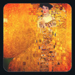 Gustav Klimt Portrait of Adele Bloch Bauer Square Sticker<br><div class="desc">Stickers featuring Gustav Klimt’s oil painting Portrait of Adele Bloch Bauer I (1907). A beautiful woman wears a golden and geometric dress in front of a gold background. A great gift for fans of Art Nouveau and Austrian art.</div>