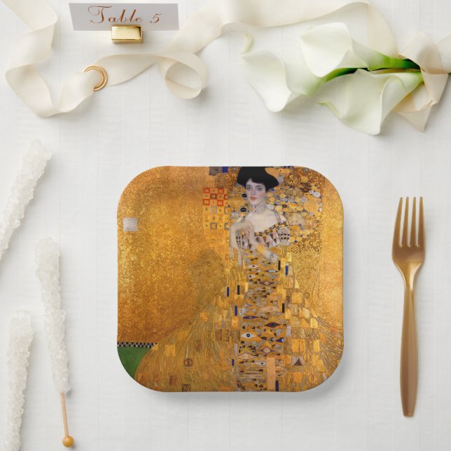 Gustav Klimt Portrait Paper Plates (Wedding)