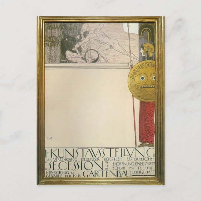 Gustav Klimt: Poster for the First Art Exhibition Postcard (Front)