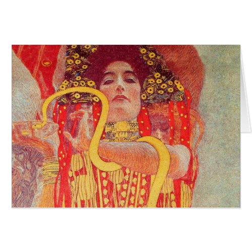 Gustav Klimt Red Woman Gold Snake Painting