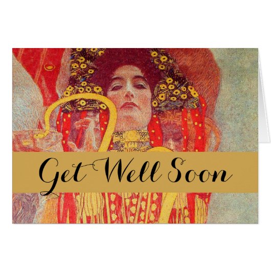 Gustav Klimt Red Woman Gold Snake Painting (Front Horizontal)