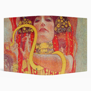 Gustav Klimt Red Woman Gold Snake Painting 3 Ring Binder