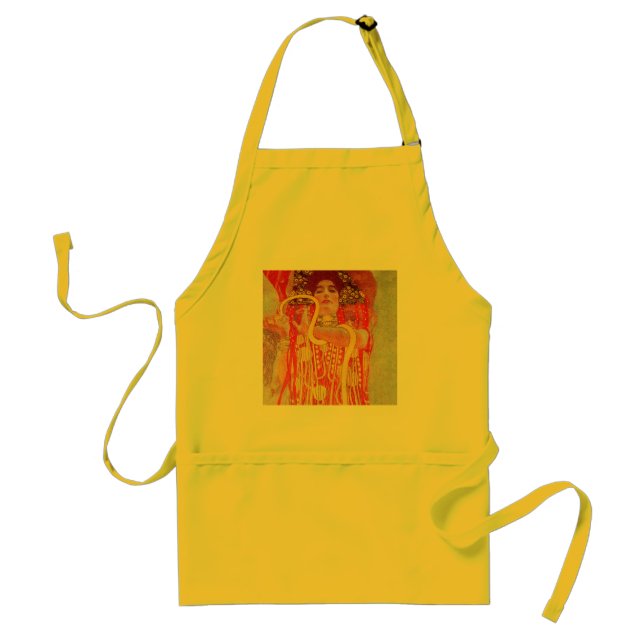 Gustav Klimt Red Woman Gold Snake Painting Adult Apron (Front)