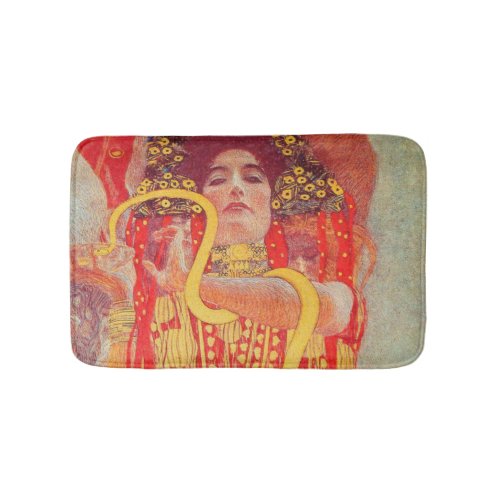 Gustav Klimt Red Woman Gold Snake Painting Bath Mat