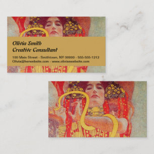 Gustav Klimt Red Woman Gold Snake Painting Business Card