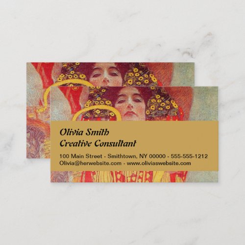 Gustav Klimt Red Woman Gold Snake Painting Business Card