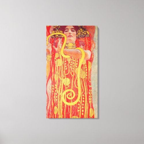 Gustav Klimt Red Woman Gold Snake Painting Canvas Print