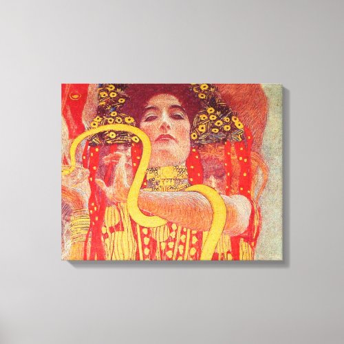 Gustav Klimt Red Woman Gold Snake Painting Canvas Print