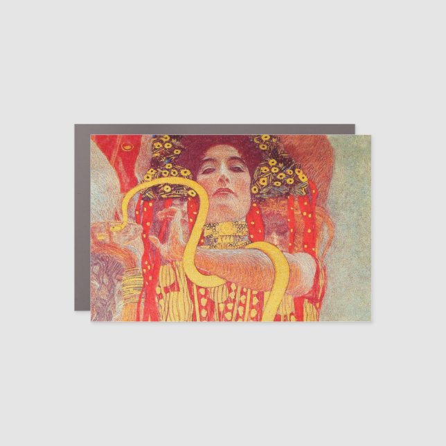 Gustav Klimt Red Woman Gold Snake Painting Car Magnet (Front)