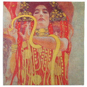 Gustav Klimt Red Woman Gold Snake Painting Cloth Napkin
