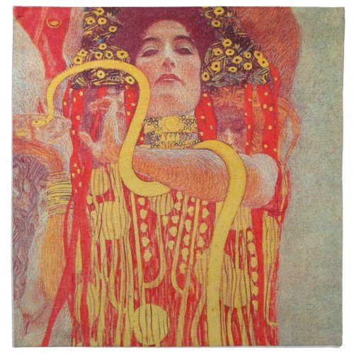 Gustav Klimt Red Woman Gold Snake Painting Cloth Napkin