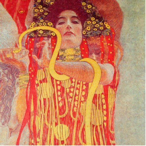 Gustav Klimt Red Woman Gold Snake Painting Cutout