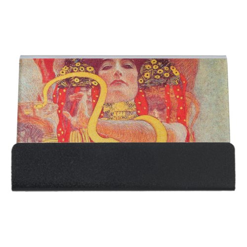 Gustav Klimt Red Woman Gold Snake Painting Desk Business Card Holder