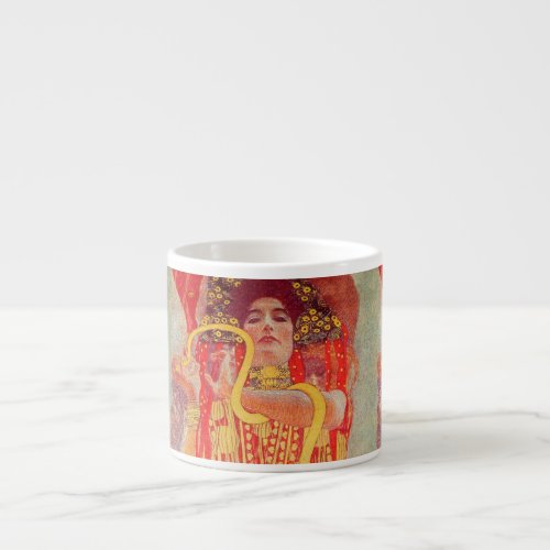 Gustav Klimt Red Woman Gold Snake Painting Espresso Cup