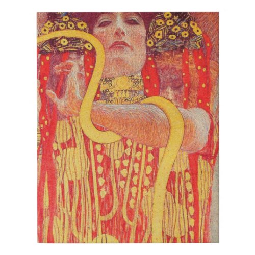 Gustav Klimt Red Woman Gold Snake Painting Faux Canvas Print